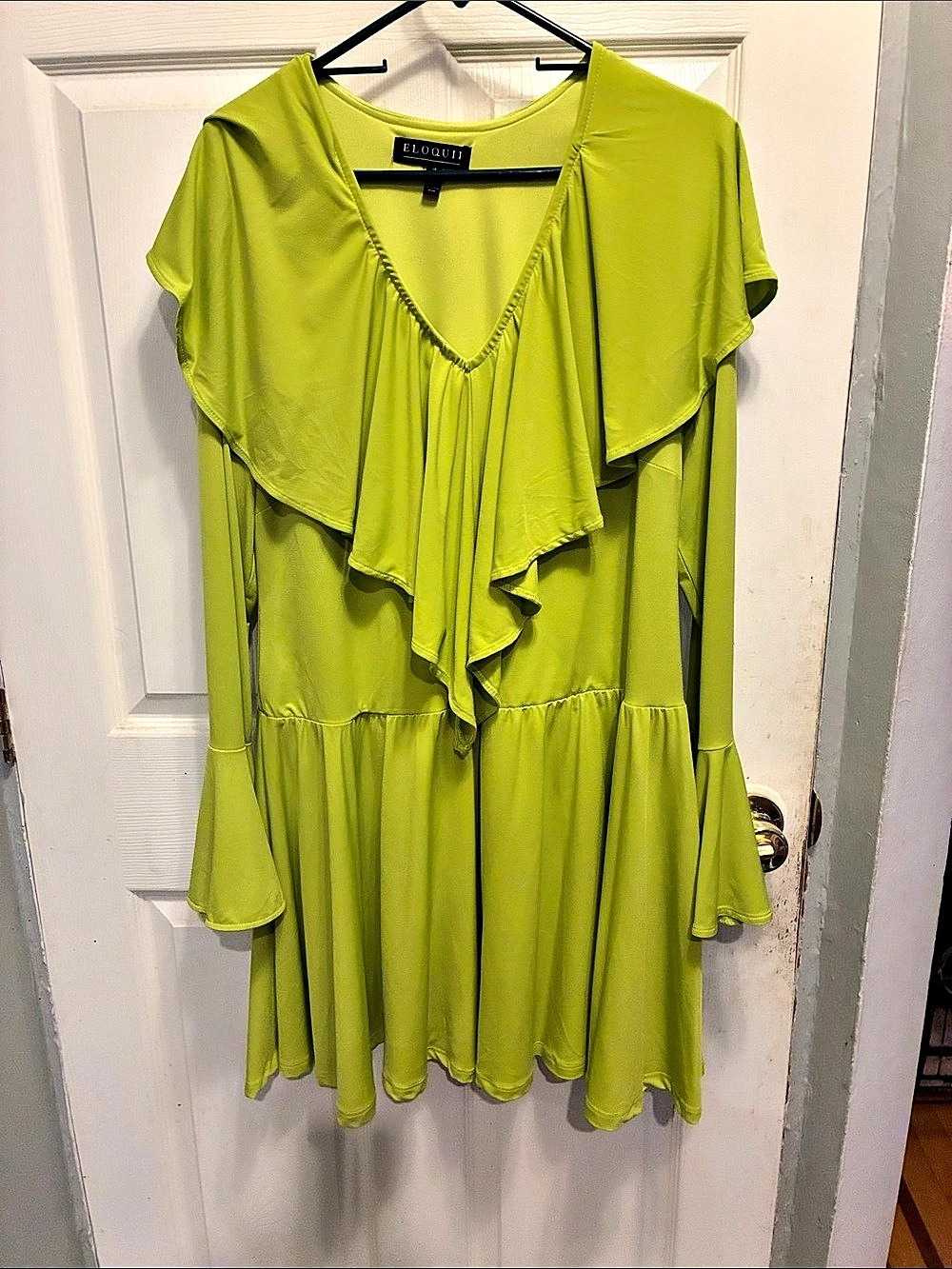 Eloquii Ruffle Mini Dress in Green Size 14 Like New